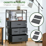easycomfort easycomfort mobile cassettiera multiuso con 4 cassetti in tessuto 58x29x103cm marrone