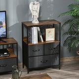 easycomfort easycomfort mobile cassettiera multiuso con 3 cassetti in tessuto 58x29x81.5cm marrone