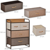easycomfort easycomfort cassettiera 4 cassetti in tessuto e ripiano rigido 58x29x78.5cm legno