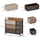 easycomfort easycomfort cassettiera 7 cassetti in tessuto 80x29x78.5cm legno
