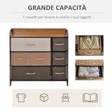 easycomfort easycomfort cassettiera 7 cassetti in tessuto 80x29x78.5cm legno