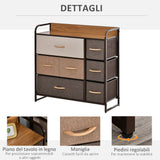easycomfort easycomfort cassettiera 7 cassetti in tessuto 80x29x78.5cm legno