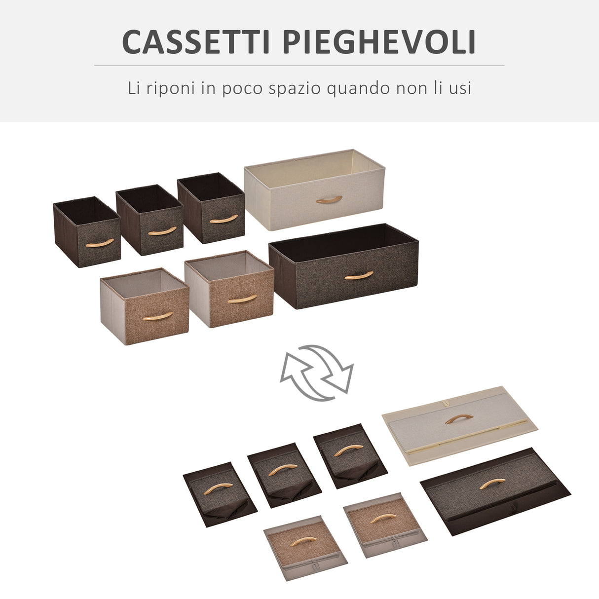 easycomfort easycomfort cassettiera 7 cassetti in tessuto 80x29x78.5cm legno