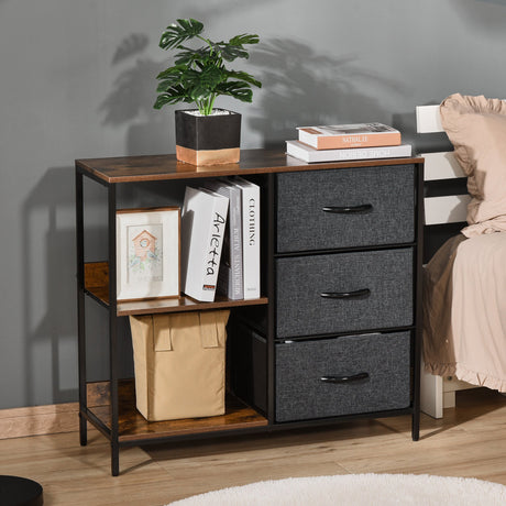 easycomfort easycomfort mobile cassettiera multiuso con cassetti in tessuto 80x29x71cm marrone