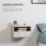 easycomfort easycomfort set 2 comodini sospesi con cassetto e ripiano 45x35x27 5cm grigiocolor legno
