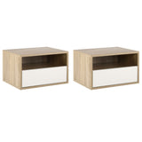 easycomfort easycomfort set 2 comodini sospesi con cassetto e ripiano 45x35x27 5cm bianco e color legno
