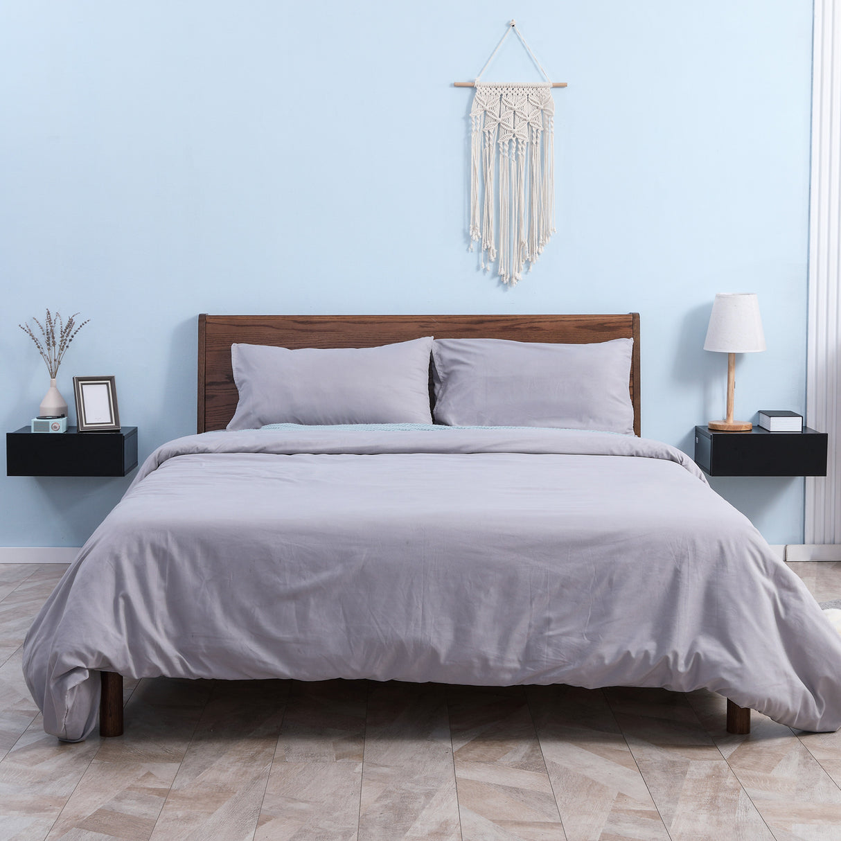 easycomfort easycomfort set 2 comodini sospesi moderni in legno per camera da letto 40x30x15cm nero