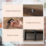 easycomfort easycomfort cassettiera 4 cassetti in truciolato e metallo per soggiorno e camera da letto 80x39x95 cm marrone