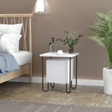 easycomfort easycomfort comodino moderno con armadietto e mensola in legno e gambe in metallo 40x40x45cm