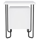 easycomfort easycomfort comodino moderno con armadietto e mensola in legno e gambe in metallo 40x40x45cm