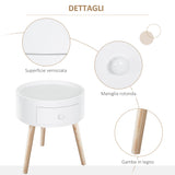 easycomfort easycomfort tavolino da salotto moderno con cassetto in legno bianco 38x45cm ean 8054111846318