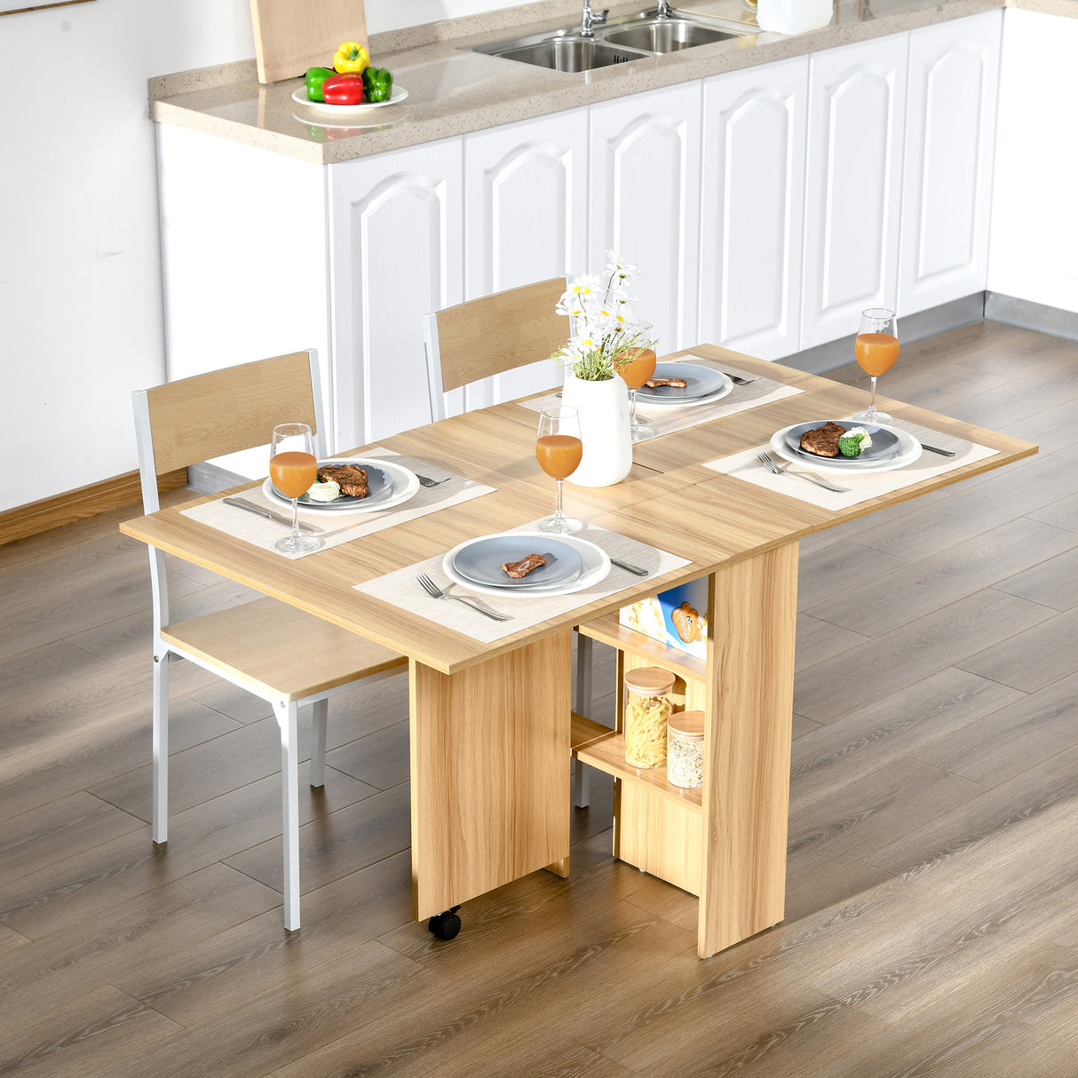 easycomfort easycomfort tavolo da pranzo pieghevole legno naturale 140x80x74cm ean 8054111844710