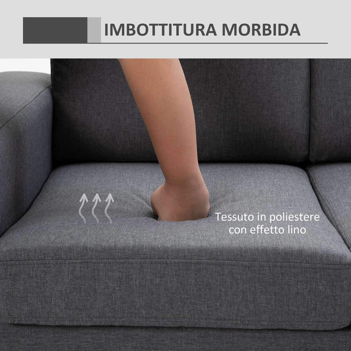 easycomfort easycomfort divano a 3 posti con cuscini in tessuto di lino grigio scuro 200x82x78cm