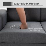 easycomfort easycomfort divano a 3 posti con cuscini in tessuto di lino grigio scuro 200x82x78cm