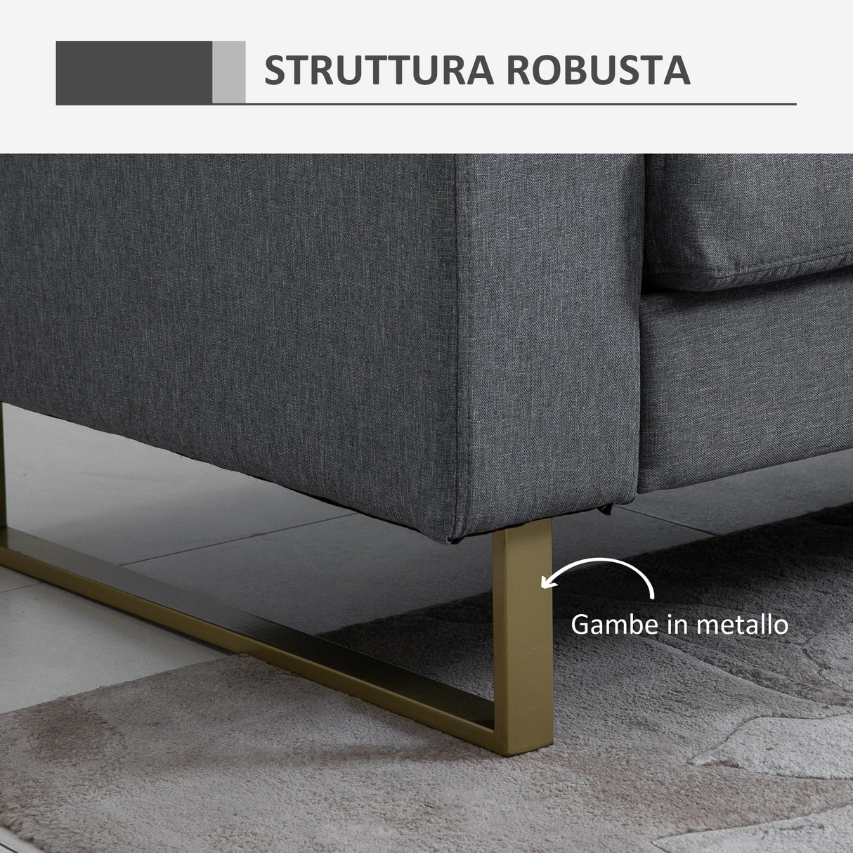 easycomfort easycomfort divano a 3 posti con cuscini in tessuto di lino grigio scuro 200x82x78cm