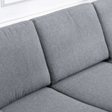 easycomfort easycomfort divano a 3 posti con cuscini in tessuto di lino grigio scuro 200x82x78cm