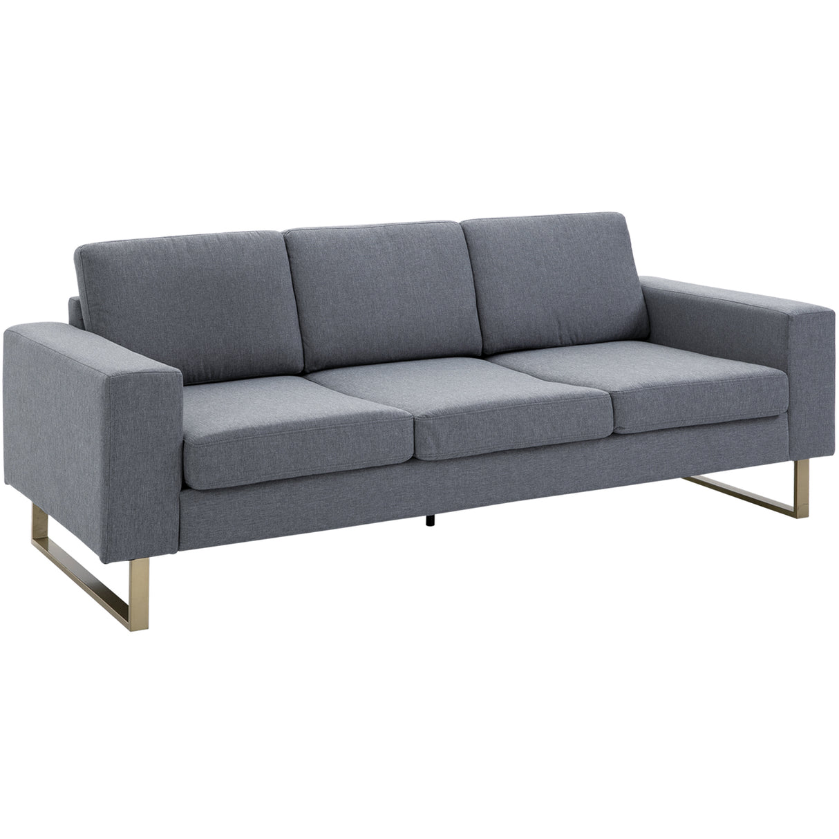 easycomfort easycomfort divano a 3 posti con cuscini in tessuto di lino grigio scuro 200x82x78cm