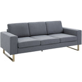 easycomfort easycomfort divano a 3 posti con cuscini in tessuto di lino grigio scuro 200x82x78cm