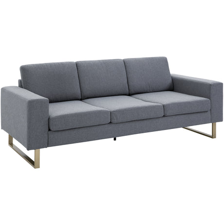 easycomfort easycomfort divano a 3 posti con cuscini in tessuto di lino grigio scuro 200x82x78cm