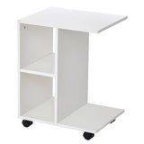 easycomfort easycomfort tavolino da salotto a c con 2 ripiani aperti e 4 ruote girevoli in truciolato 45x35x58cm bianco