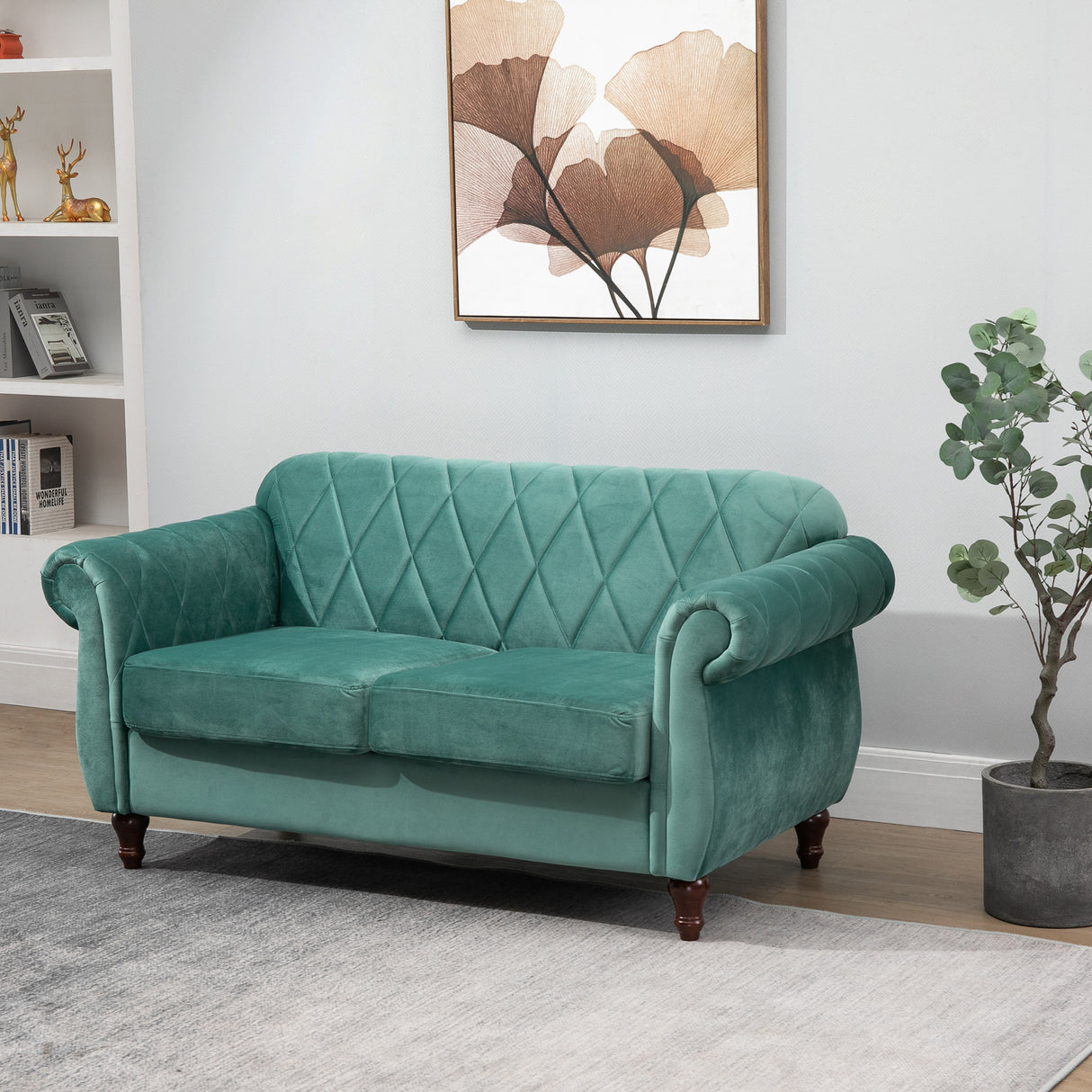 easycomfort easycomfort divano 2 posti in legno e velluto verde design vintage 148 x 72 x 76cm ean 8055776916224