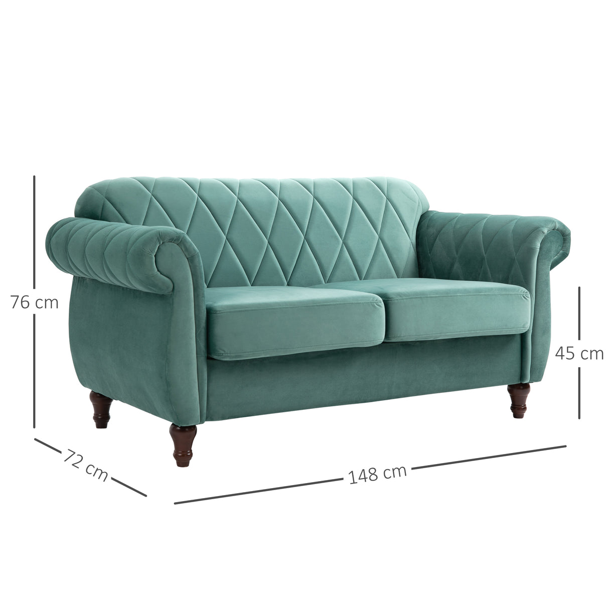 easycomfort easycomfort divano 2 posti in legno e velluto verde design vintage 148 x 72 x 76cm ean 8055776916224