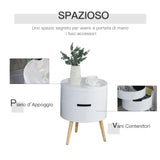 easycomfort easycomfort tavolino da caffe rotondo con apertura a rotazione e vassoio rimovibile in legno bianco ean 8054144134604