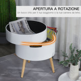 easycomfort easycomfort tavolino da caffe rotondo con apertura a rotazione e vassoio rimovibile in legno bianco ean 8054144134604