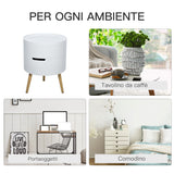 easycomfort easycomfort tavolino da caffe rotondo con apertura a rotazione e vassoio rimovibile in legno bianco ean 8054144134604