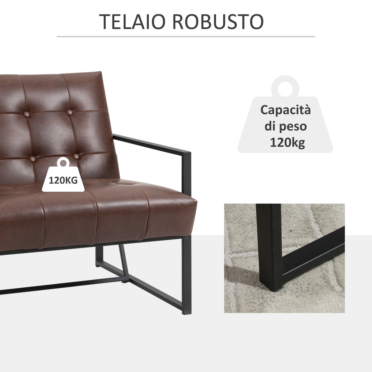 easycomfort easycomfort poltrona stile industriale trapuntata a bottoni in metallo e pu marrone