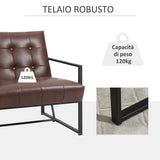 easycomfort easycomfort poltrona stile industriale trapuntata a bottoni in metallo e pu marrone