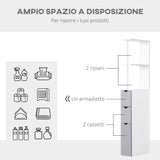 easycomfort easycomfort mobiletto a colonna da bagno salvaspazio in legno bianco e grigio 15x33x136cm ean 8054111841566