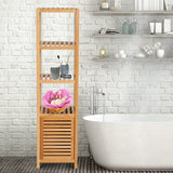 easycomfort easycomfort mobile a colonna per bagno in bambu con 4 ripiani e un armadietto 36x33x140cm ean 8054111845311