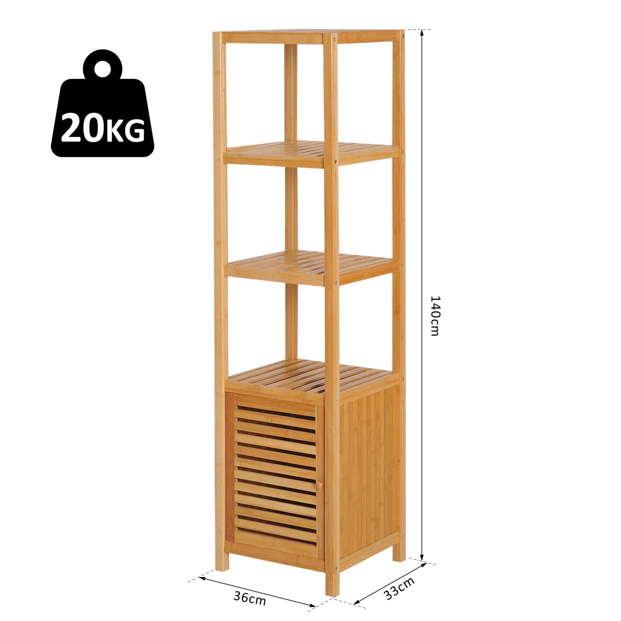 easycomfort easycomfort mobile a colonna per bagno in bambu con 4 ripiani e un armadietto 36x33x140cm ean 8054111845311