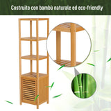 easycomfort easycomfort mobile a colonna per bagno in bambu con 4 ripiani e un armadietto 36x33x140cm ean 8054111845311