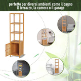 easycomfort easycomfort mobile a colonna per bagno in bambu con 4 ripiani e un armadietto 36x33x140cm ean 8054111845311
