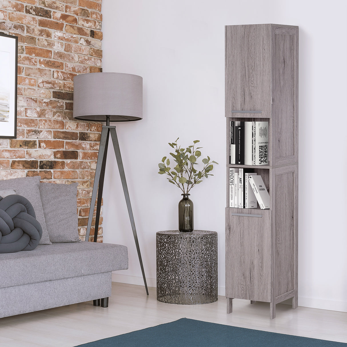 easycomfort easycomfort colonna bagno in mdf con 2 armadietti e 2 ripiani aperti 30x32x172 5 cm color legno
