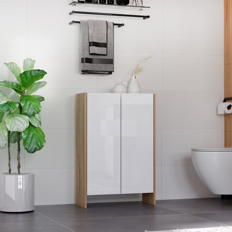 easycomfort easycomfort armadietto a due ante per ingresso bagno o camera in legno rovere e bianco ean 8054111847759