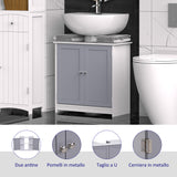 easycomfort easycomfort mobile sotto lavabo bagno con taglio a u armadietto 2 ante con mensola regolabile in mdf 60x30x60cm bianco grigio