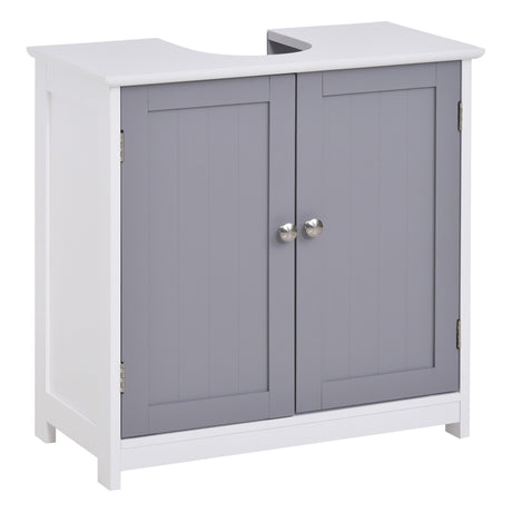 easycomfort easycomfort mobile sotto lavabo bagno con taglio a u armadietto 2 ante con mensola regolabile in mdf 60x30x60cm bianco grigio