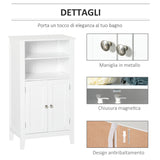 easycomfort easycomfort mobile bagno con mensole regolabili e armadietto 2 ante in legno bianco 50x30x93cm