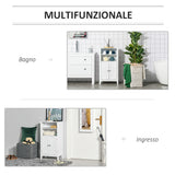 easycomfort easycomfort mobile bagno con mensole regolabili e armadietto 2 ante in legno bianco 50x30x93cm