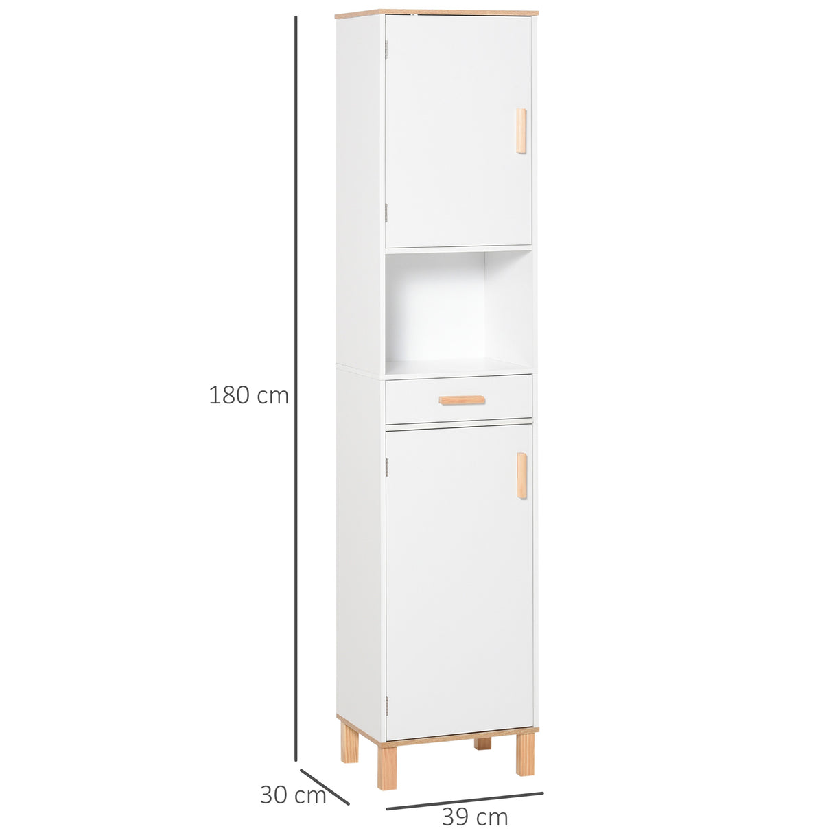 easycomfort easycomfort mobile salvaspazio bagno in legno bianco mobile a colonna con armadietti e cassetto 39x30x180cm ean 8054144139265