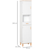 easycomfort easycomfort mobile salvaspazio bagno in legno bianco mobile a colonna con armadietti e cassetto 39x30x180cm ean 8054144139265