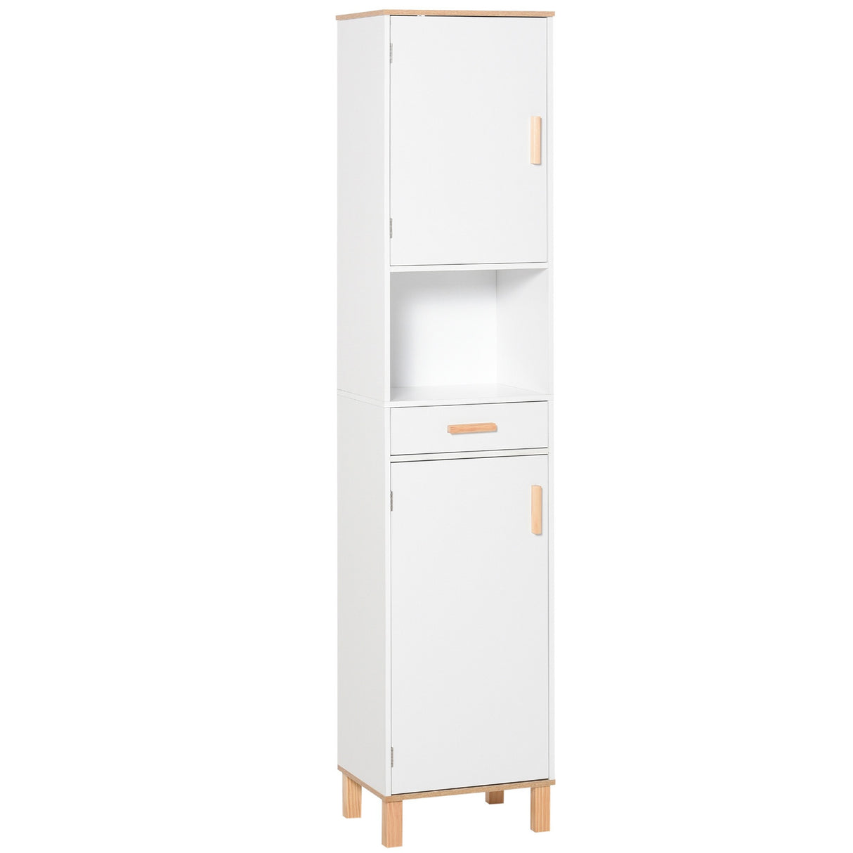 easycomfort easycomfort mobile salvaspazio bagno in legno bianco mobile a colonna con armadietti e cassetto 39x30x180cm ean 8054144139265