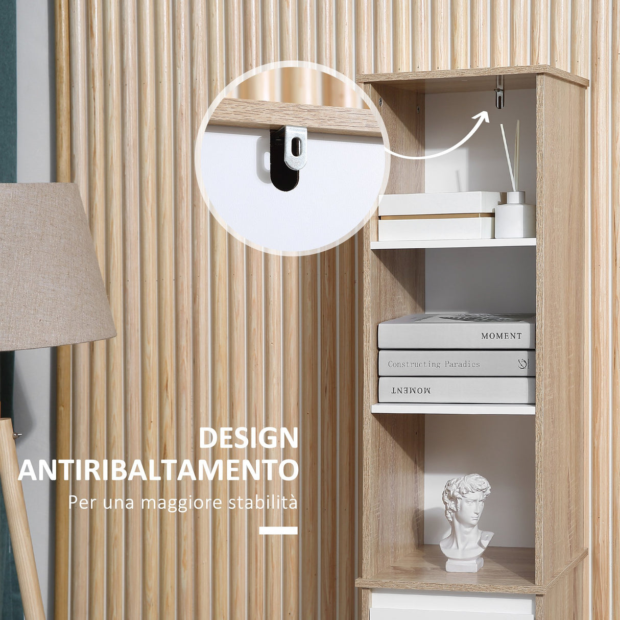 easycomfort easycomfort scaffale bagno con ripiani salvaspazio in legno bianco