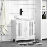 easycomfort easycomfort mobiletto da bagno sottolavabo a 2 ante in mdf salvaspazio con ripiani regolabili 60x30x60cm bianco