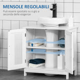 easycomfort easycomfort mobiletto da bagno sottolavabo a 2 ante in mdf salvaspazio con ripiani regolabili 60x30x60cm bianco