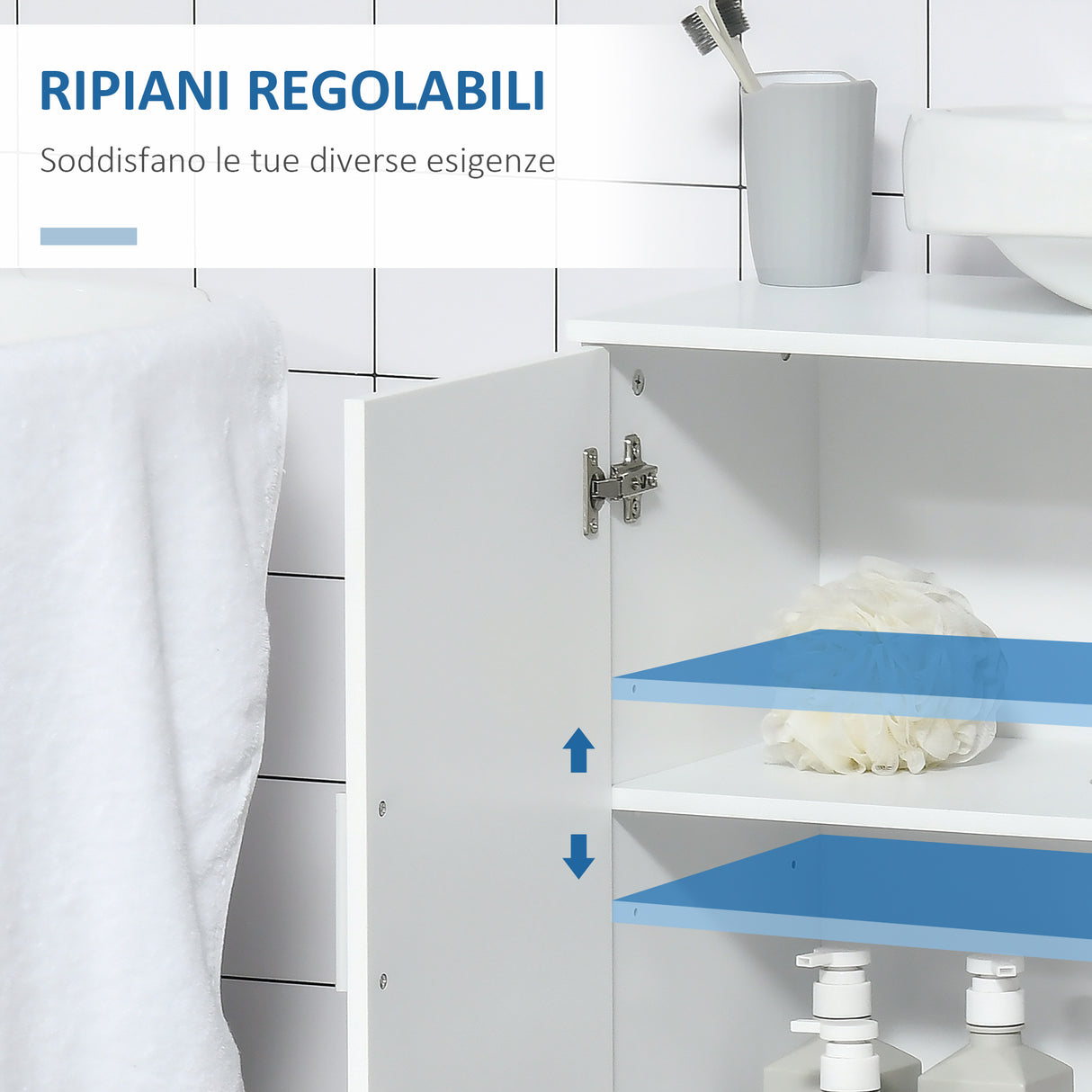 easycomfort easycomfort mobile sotto lavabo bagno a u con 2 ante e ripiano interno regolabile 60x30x60cm