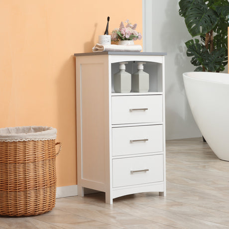 easycomfort easycomfort mobiletto bagno con scaffale aperto e 3 cassetti in mdf 40x33x80cm bianco
